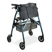 Stander EZ Fold-N-Go Rollator for Seniors, Lightweight Rolling Walker with Seat and Wheels, Blue