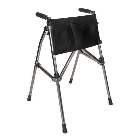 Stander EZ Fold-N-Go Walker Lite, Lightweight Folding Walker for Seniors, Collapsible Travel Walker with Rubber Feet and Pouch, Black