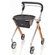 Stander Lets Go Rollator, Indoor Rolling Walker with Four Wheels and Tray, Beech