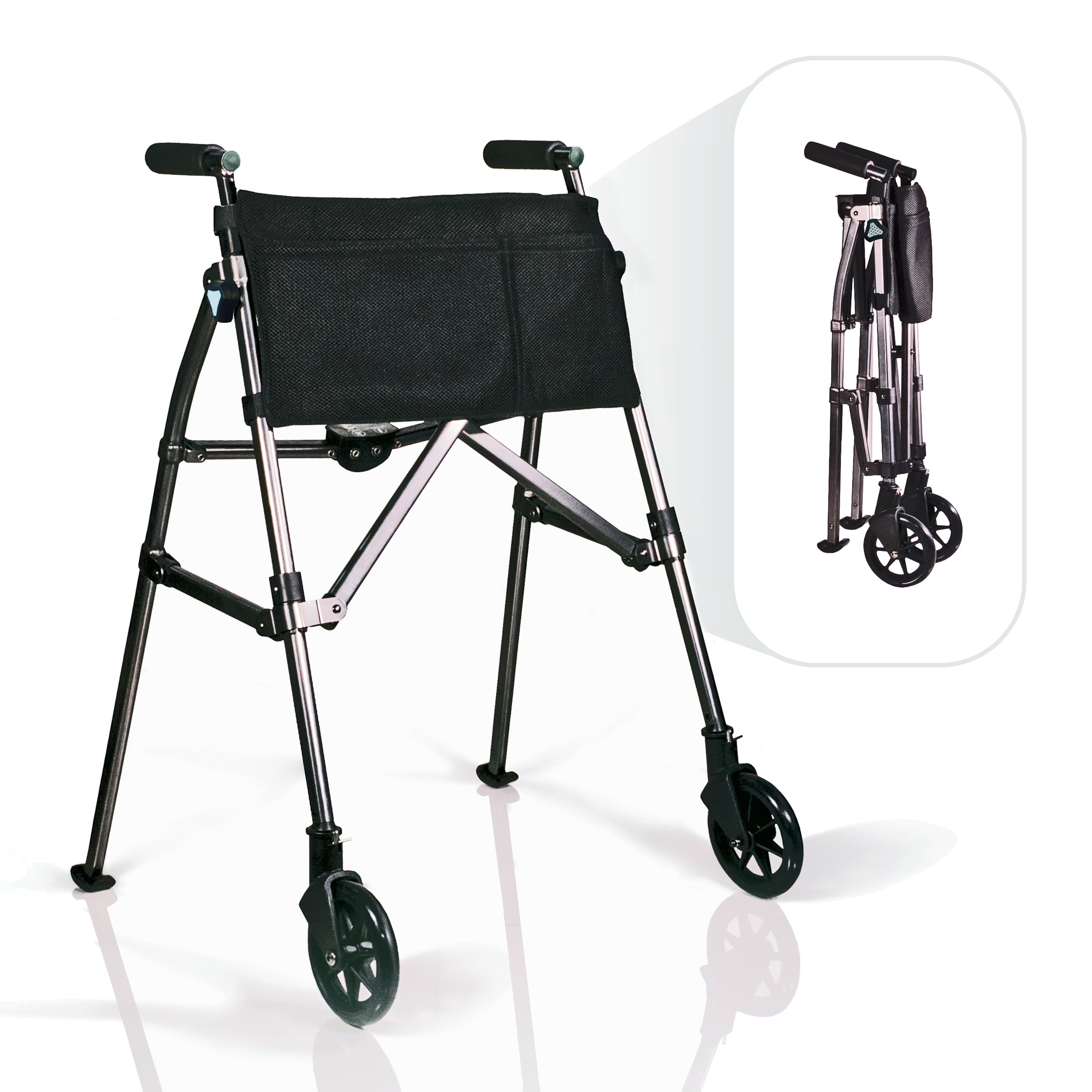 Stander Two Wheel Folding Walker, EZ FoldNGo Walker for Seniors