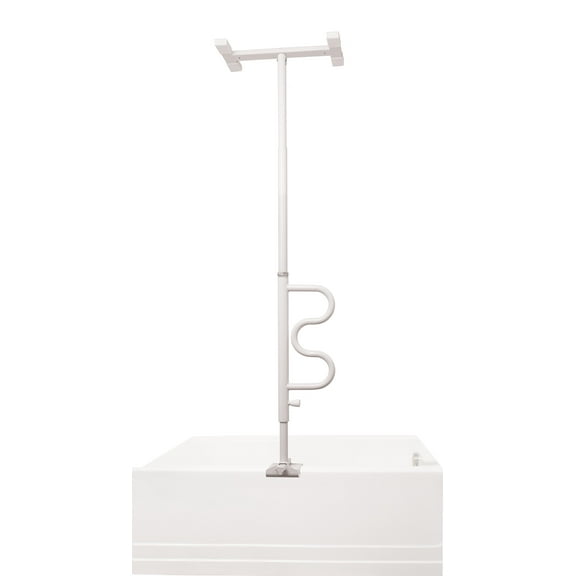 Stander Wonder Bathtub Pole, Bath Safety Rail with Rotating Grab Bar, Clamp Shower Bar and Toilet Safety Rail for Seniors and Elderly Adults, White
