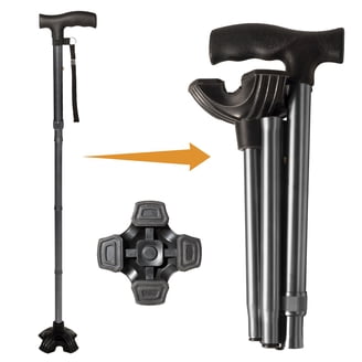 Honmido, Foldable Walking Cane, Adjustable, Lightweight, Black ...