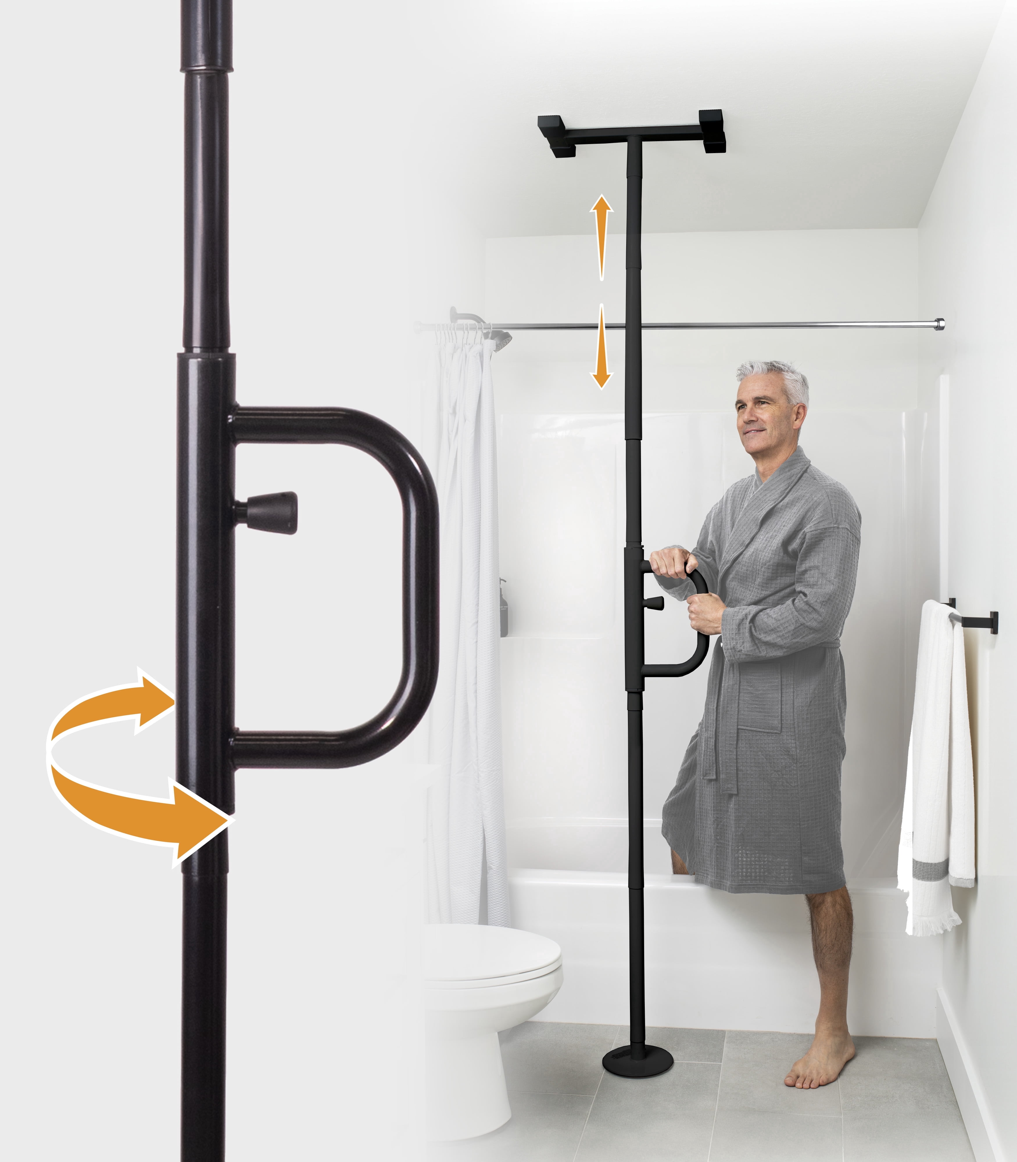 Stander Wonder Pole with Rotating Single Grab Bar, Tension Mounted