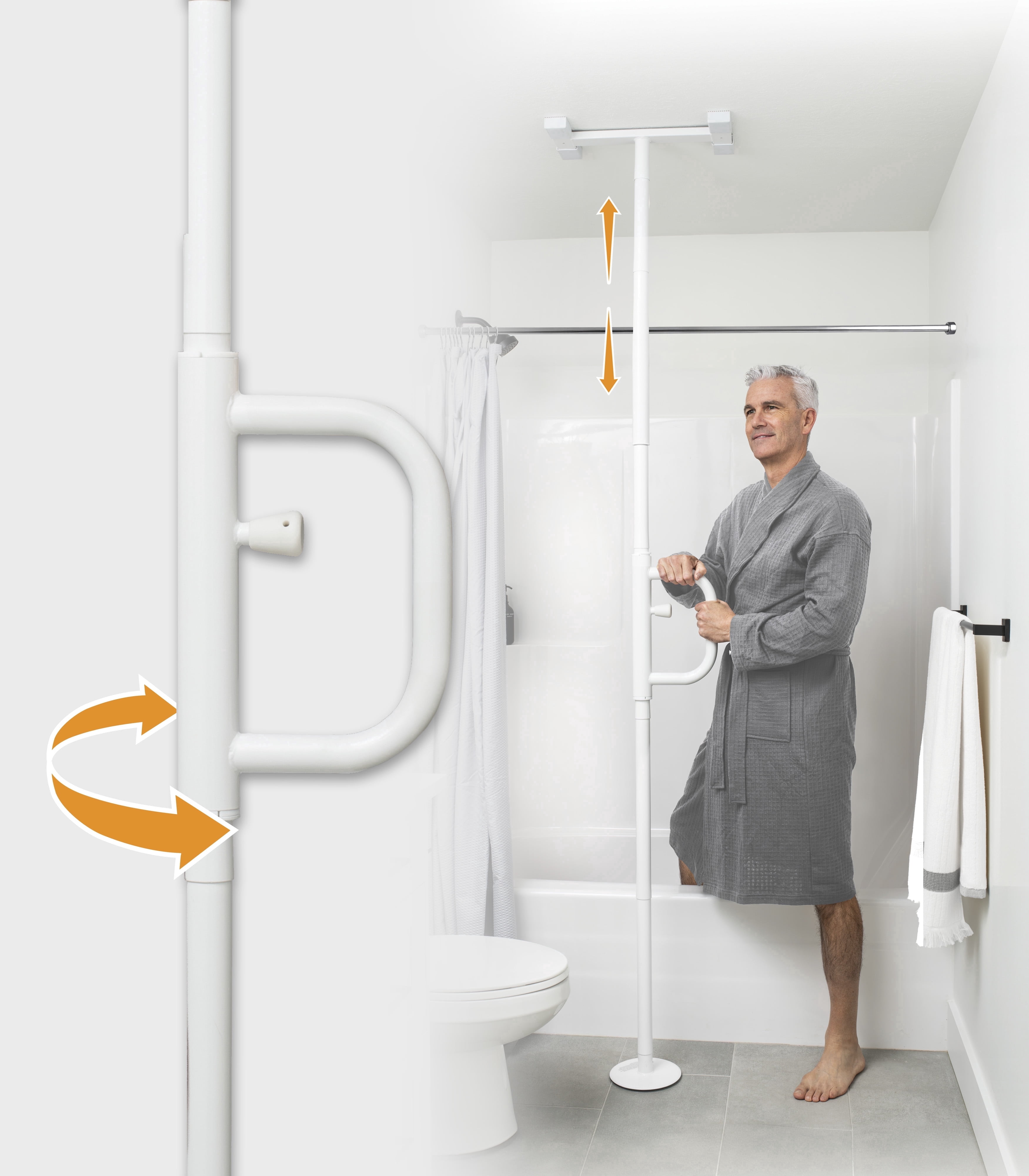 Stander Wonder Pole with Rotating Single Grab Bar, Tension Mounted