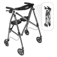thumbnail image 1 of Stander Space Saver Rollator, Lightweight Folding Walker for Seniors, Four Wheel Rolling Walker with Seat & Locking Brakes, Black Walnut, 1 of 7
