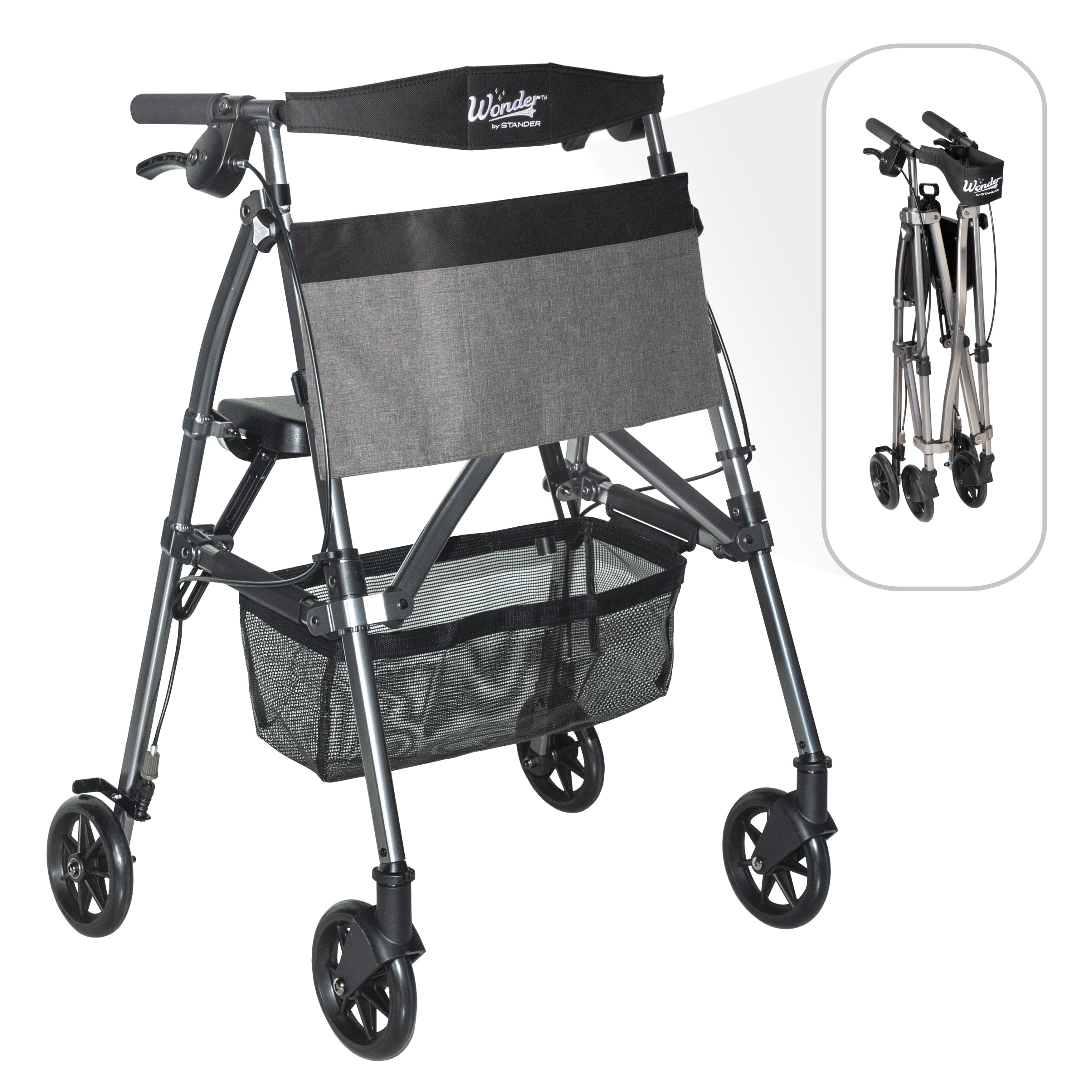Stander EZ Fold-N-Go Rollator, Lightweight Medical Walker Stander EZ Fold-N-Go Rollator, Lightweight Medical Walker