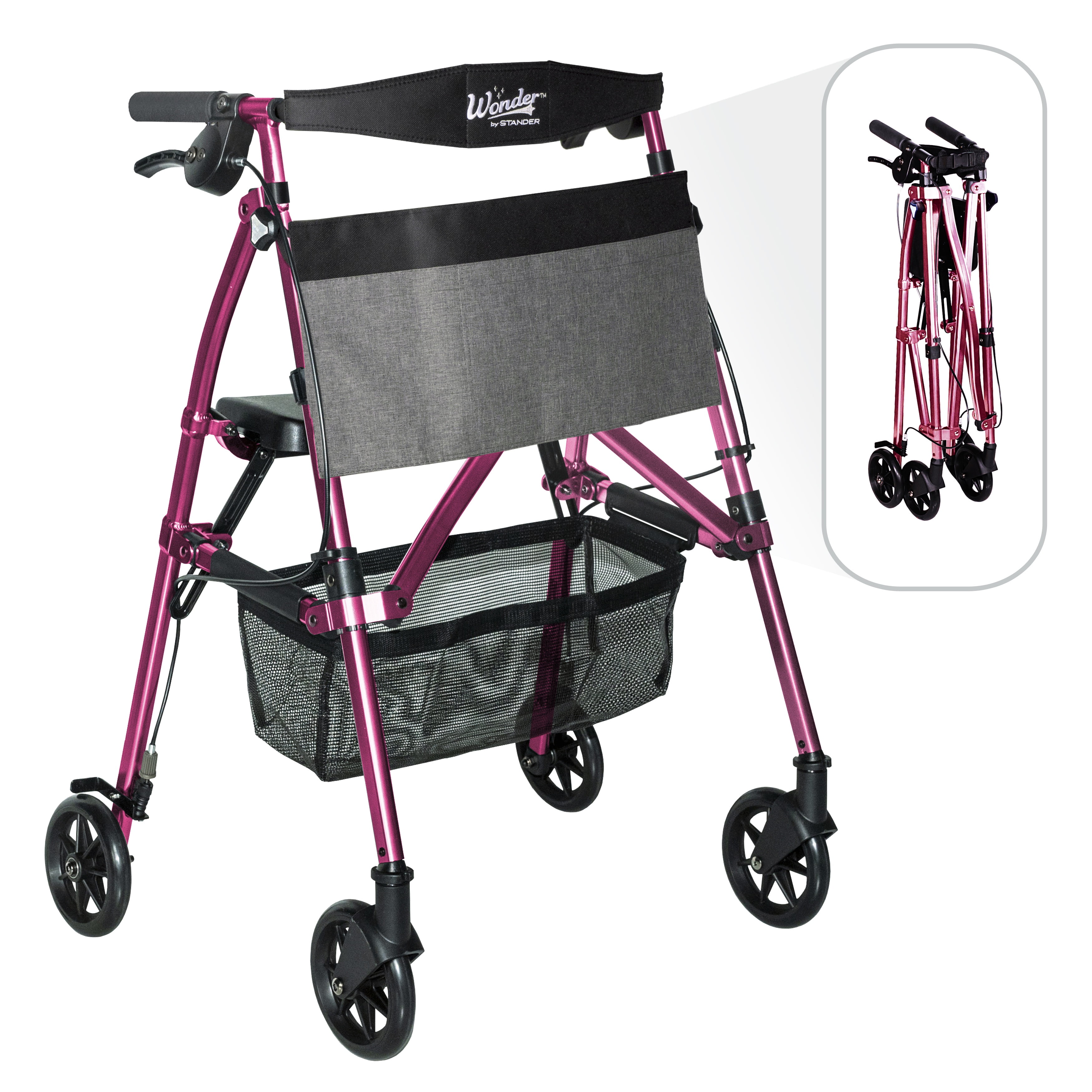 Portable Stander EZ Fold-N-Go Rollator, Adjustable, Travel Portable Stander EZ Fold-N-Go Rollator, Adjustable, Travel