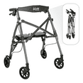 thumbnail image 1 of Stander Space Saver Rollator Short, Lightweight Junior Folding Walker for Seniors, Petite Four Wheel Rolling Walker with Seat & Locking Brakes, Black Walnut, 1 of 7
