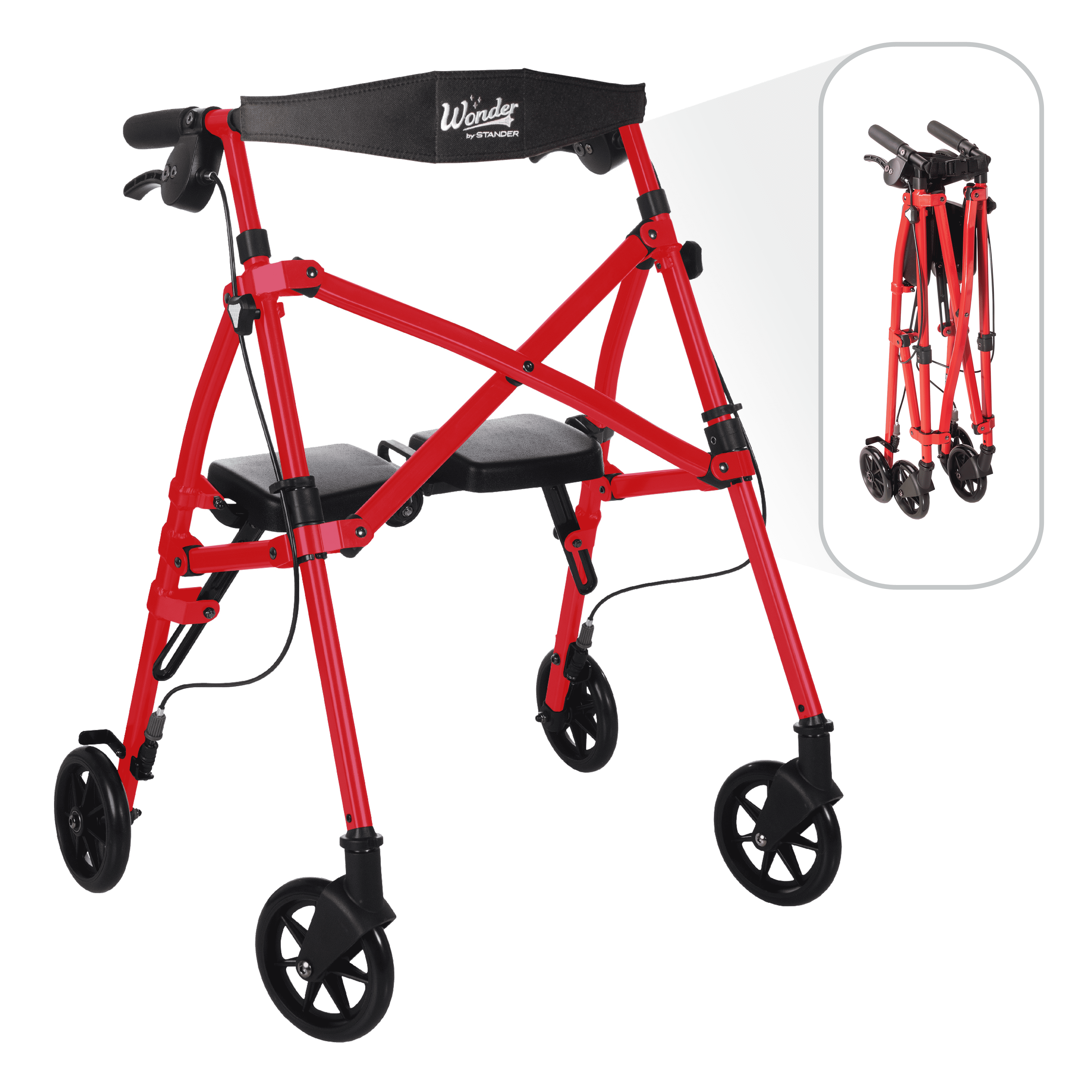 Stander Space Saver Rollator Short, Lightweight Junior Folding Walker