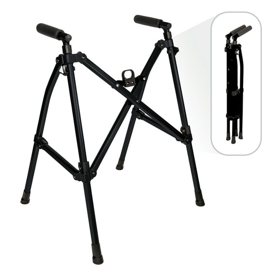 Stander Wonder Walker Lite Short, Junior Lightweight Folding Walker for Adults, Seniors, & Elderly, Petite Collapsible Walker for Mobility Support, Compact Standard Walker without Wheels, Matte Black