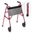 thumbnail image 1 of Stander Wonder Walker Plus, Lightweight Folding Rolling Walker for Seniors, Collapsible Travel EZ Fold-N-Go Walker with Wheels, Glides, & Pouch, Compact Standard Walker, Pink, 1 of 8