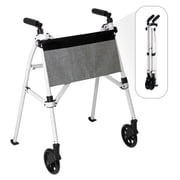 Stander Wonder Walker Plus, Lightweight Folding Rolling Walker for Seniors, Collapsible Travel EZ Fold-N-Go Walker with Wheels, Glides, Pouch, Compact Standard Walker, Vivid White