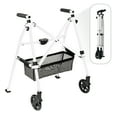 thumbnail image 1 of Stander Wonder Walker Plus Short, Junior Lightweight Folding Rolling Walker for Seniors, Petite Travel Walker with Wheels, Glides, Pouch, Compact Standard Walker, Vivid White, 1 of 8