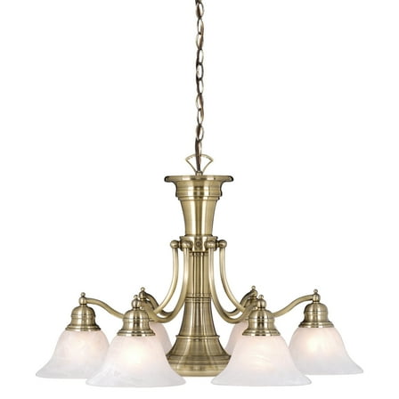 Standford 6L Antique Brass Chandelier with Down Light and Switch