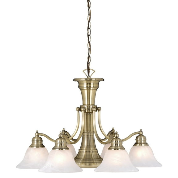 Standford 6L Antique Brass Chandelier with Down Light and Switch