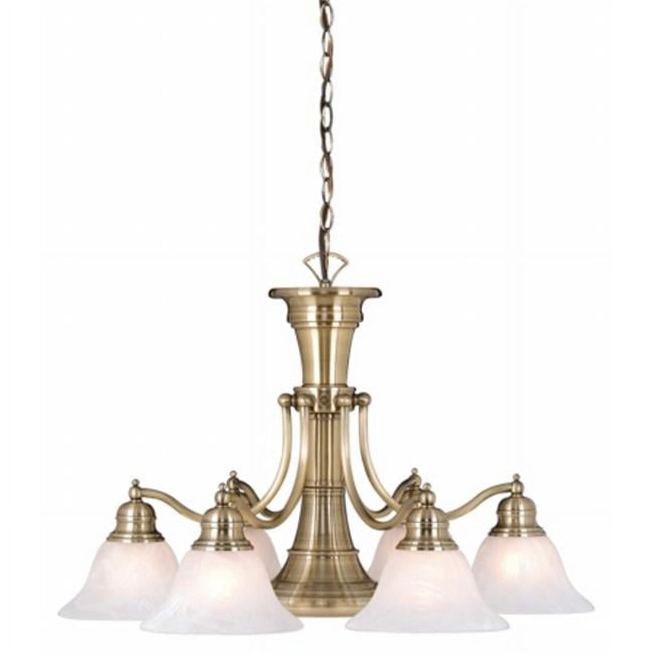 Stanford Antique Brass 7-Light Chandelier with Alabaster Glass