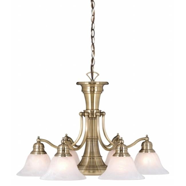 Stanford Antique Brass 7-Light Chandelier with Alabaster Glass