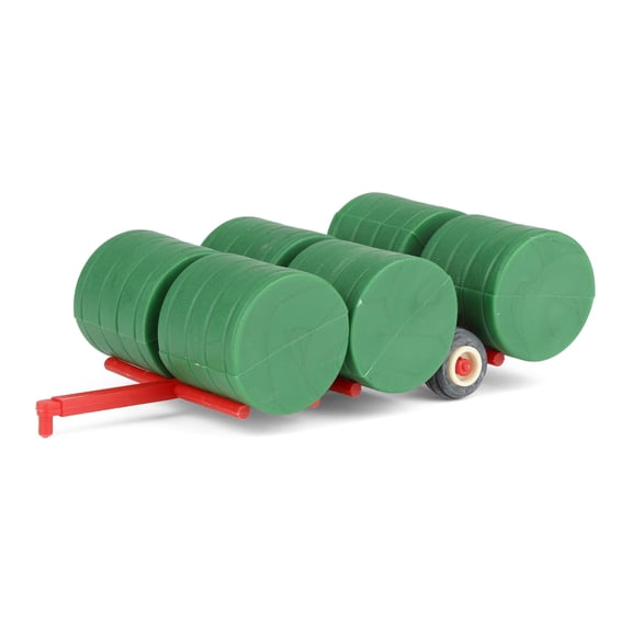 Standi Toys 1/64 Red Round Hay Bale Transport with 6 Bales Farm Toy Accessory ST342