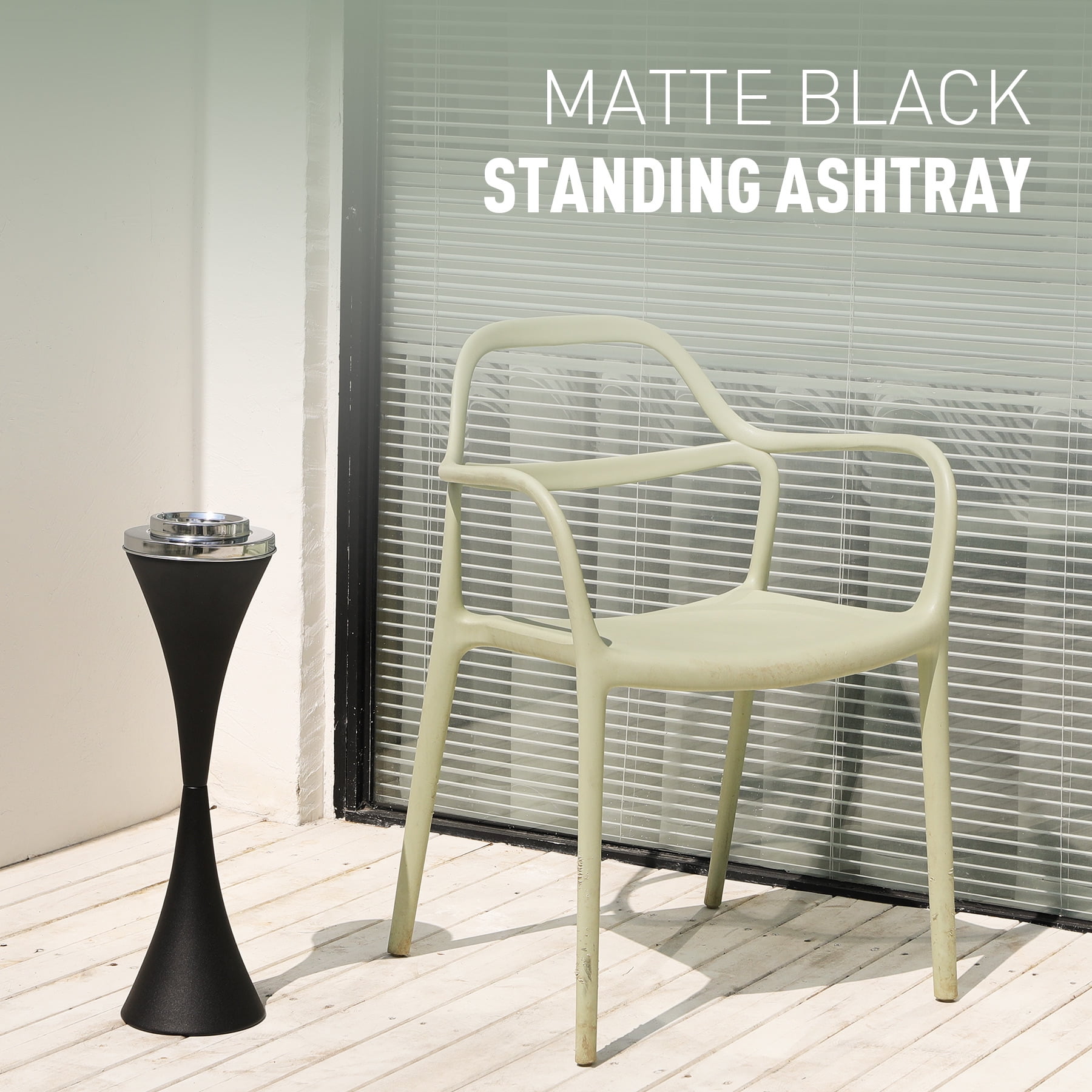 Standing Ashtray with Lid, Metal Pedestal Cigarette and Cigar Ashtray