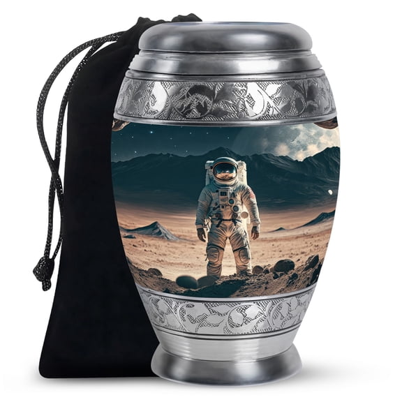 Standing Astronaut Funeral Urns For Human Ashes Adult Mom - Large Burial Urn For Ashes Adult Man And Women - Decorative Gifts For Unique 10Inch To 200 Cubic Inches Capacity Include Velvet Bag
