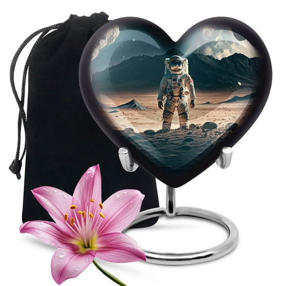 Standing Astronaut Urns For Ashes Adult Mom - Large Memorial Urn For Ashes Adult Man And Women - Handmade Funeral Gifts For Decorative 10Inch To 200 Cubic Inches Capacity Include Velvet Bag
