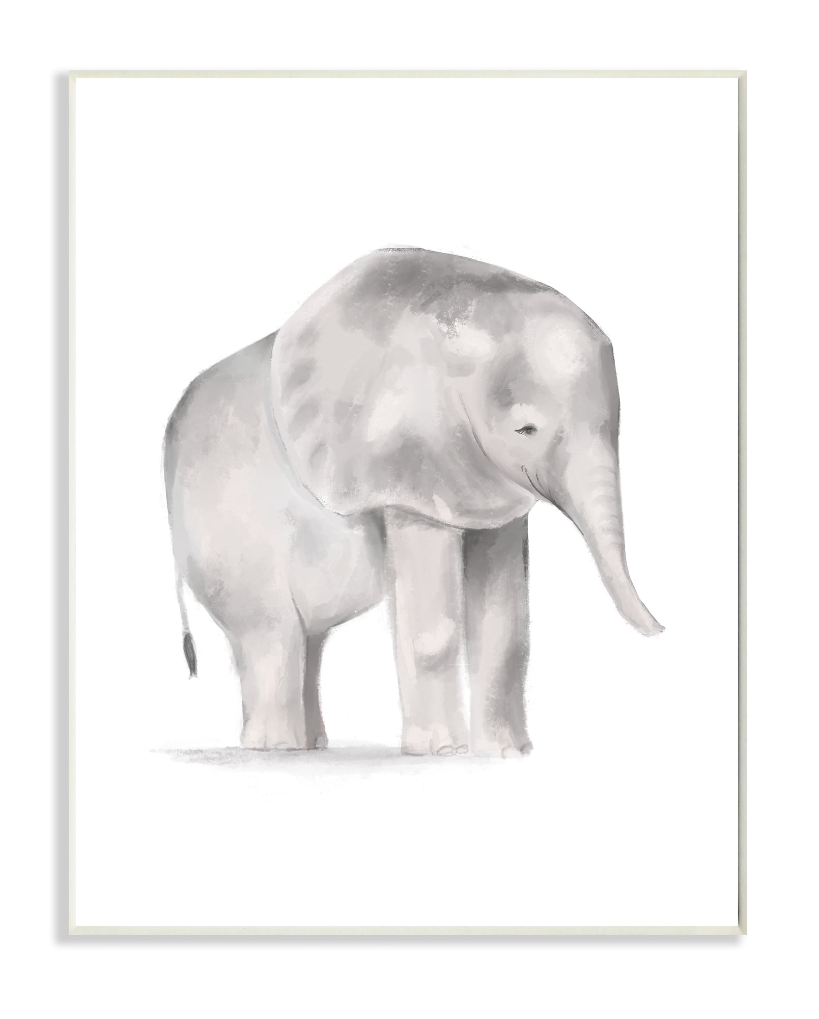 Stupell Industries Standing Baby Elephant Soft Grey Illustration Wall Plaque, 13 x 19, Design by Daphne Polselli