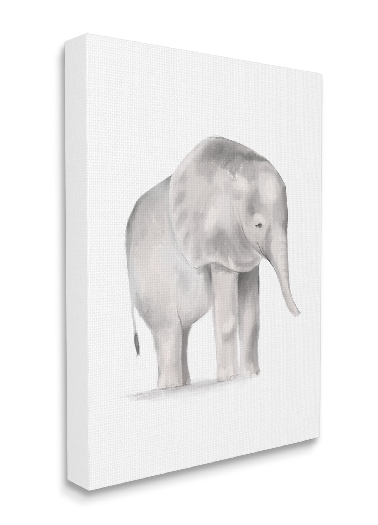 Stupell Industries Standing Baby Elephant Soft Grey Illustration Canvas Wall Art, 24 x 30, Design by Daphne Polselli