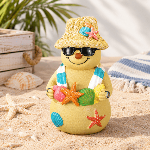 Standing Beach Snowman Handmade Figurine Table and Home Decor