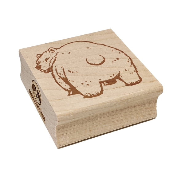 Standing Bear Looking Behind Square Rubber Stamp Stamping Scrapbooking Crafting - Large 2.75in