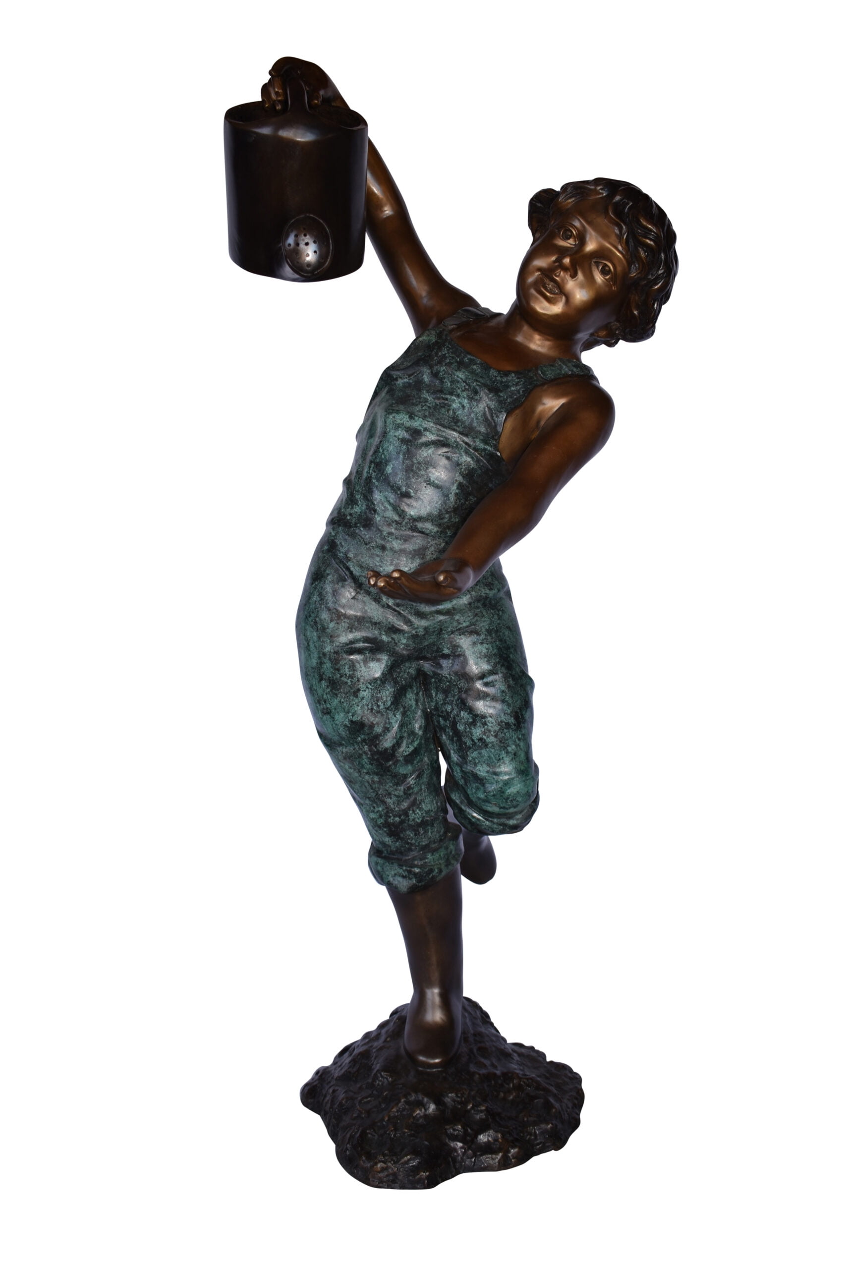 Nifao Standing Boy with Watering Can Outdoor Fountain Statue, Bronze Garden Water Feature Sculpture for Patio & Yard – Outdoor Garden Decor Sculpture, 24"L x 22"W x 48"H