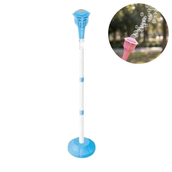 Standing Bubble Machine, Automatic Bubble Blower with Music, Adjustable Height Light Up Rechargeable for Wedding Party Decor Blue
