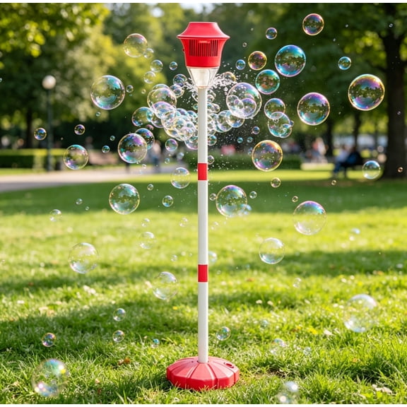 Standing Bubble Machine, Height Adjustable Up to 47 Inches, Remote Control Automatic Bubble Maker with Light & Music for Birthday Party Gift Pink