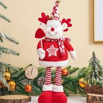 Standing Christmas Plush Figurine Decorations, Handmade Large Snowman Gnome Stuffed Plush with Retractable Spring Legs, Home Office Indoor Outdoor Snowman Table Fireplace Window Ornament Decor