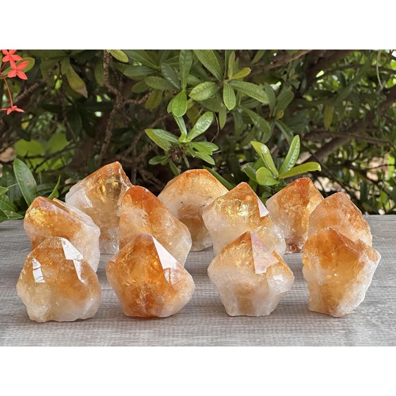 Standing Citrine Top Polished Rough Point, Deep Orange Citrine Crystal Point Cut Base, Money Stone, Success Stone (2-4 oz)