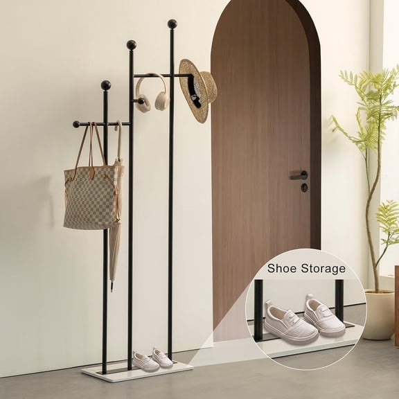 Standing Clothes Rack with Marble Base Garment Rack for Hanging Clothes