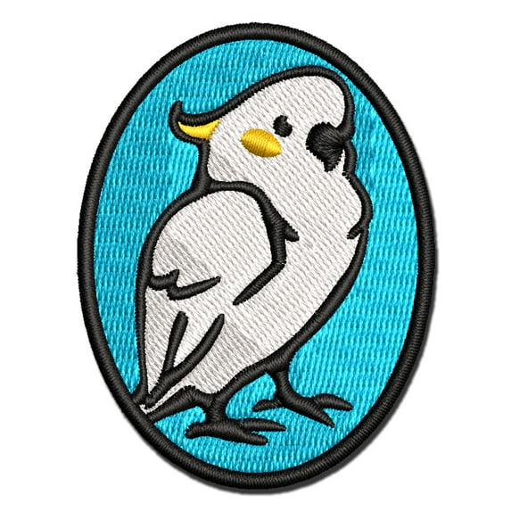 Standing Cockatoo Parrot Bird Applique Multi-Color Embroidered Hook & Loop Patch - 3.5 Inch Large