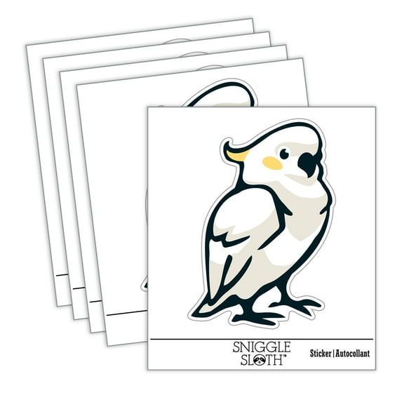 Standing Cockatoo Parrot Bird Car Window Bumper Water Bottle Phone Tablet Laptop Waterproof Vinyl Decal Sticker Set 5-Pack - Gloss Finish - 2.0"