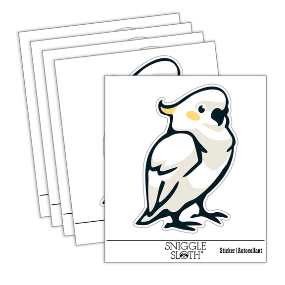 Standing Cockatoo Parrot Bird Car Window Bumper Water Bottle Phone Tablet Laptop Waterproof Vinyl Decal Sticker Set 5-Pack - Gloss Finish - 3.0"