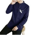 thumbnail image 1 of Standing Collar Cotton & Linen Chinese Long Sleeve Kungfu Cloth Men Shirt, Dark Blue, 1 of 1