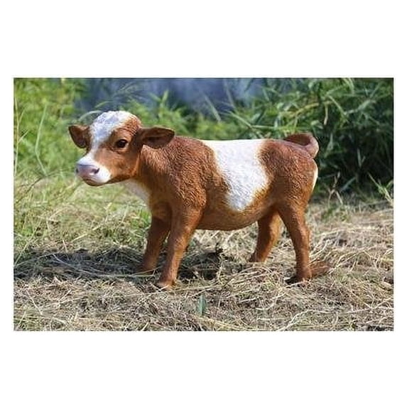 Standing Cow Statue - Brown, White