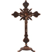 Standing Cross Decor Crucifix with Base 10" Tabletop Metal Jesus Christ Catholic Religious Crucifix Wall Table Home Chapel Decor