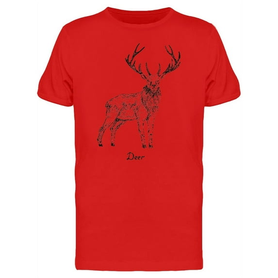 Standing Deer Ink Style T-Shirt Men -Image by Shutterstock, Male x-Large