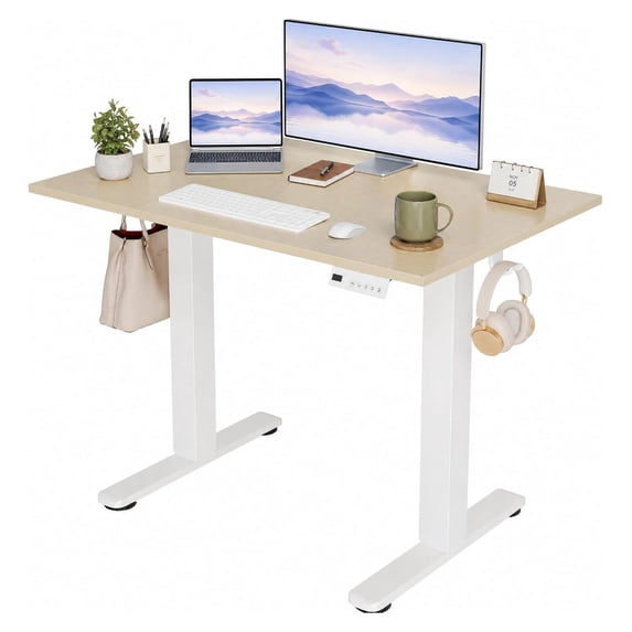 Standing Desk 40x24 Inch Nature Wood Finish Dual Motor Height ...