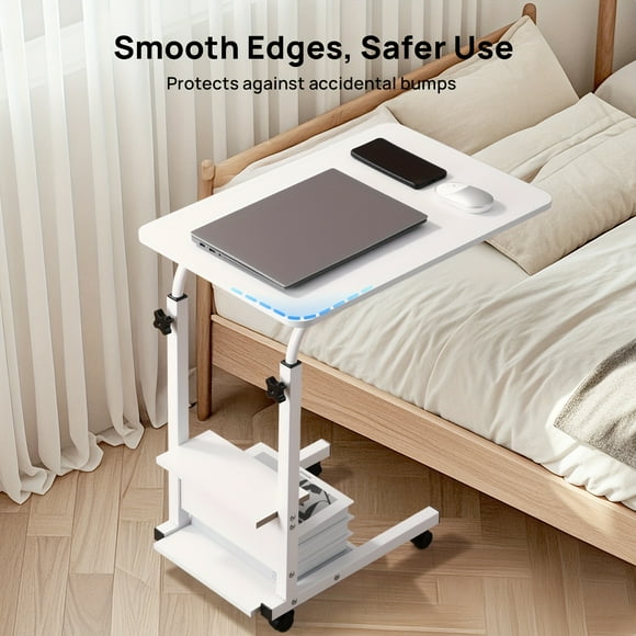 Standing Desk Adjustable Height 26.4" - 34.7", Ergonomic Mobile Computer Desk with Universal Wheel, Stable and Comfortable, Sturdy and Durable, Spacious Study Table Suitable for Home Office, Sofa