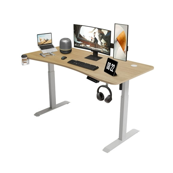Standing Desk Adjustable Height- 48 x 24 Inches Whole Piece Desktop Stand Up Desk, Electric Standing Desk, Sit to Stand Desk for Home Office Computer Desk, Wood