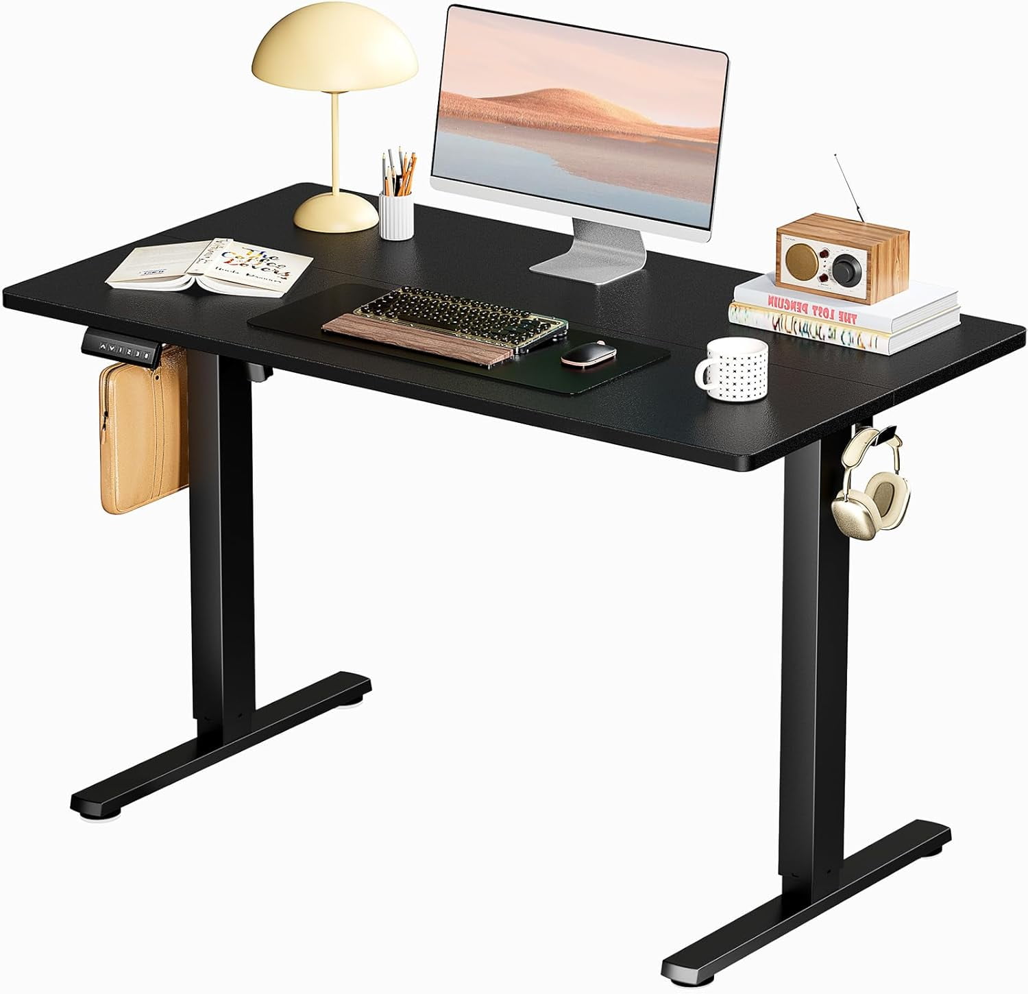 Stylish Rising Desk Standing Desk, Adjustable Height Electric Sit Stand Up Down Computer ...