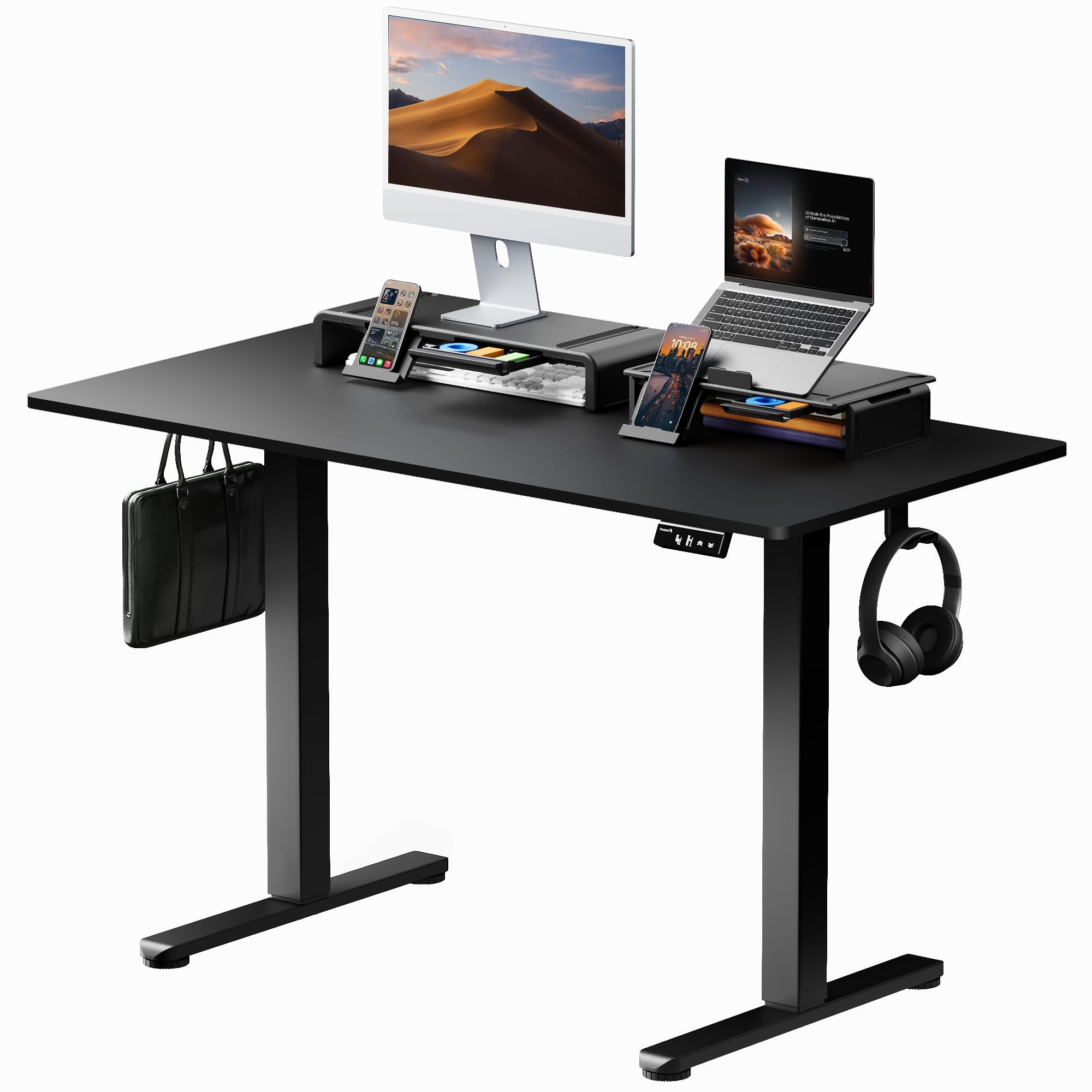 Standing Desk Adjustable Height Electric Sit Stand Up Down Computer Table 48x24 Inch Ergonomic Rising Desks for Work Office Home Modern Lift
