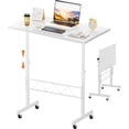 thumbnail image 1 of Standing Desk Adjustable Height & Tiltable Tabletop, Portable Stand Up Desk for Laptop, Mobile Folding Desk for Home Office Work and Walking Pad Treadmill, Height 30.7"-46.4", White, 1 of 5