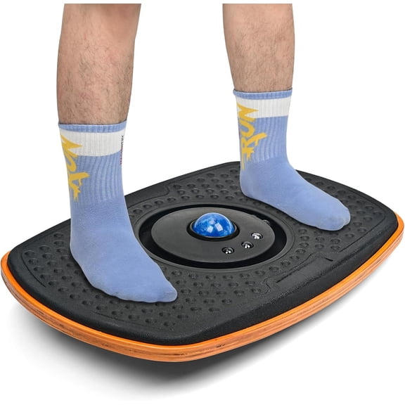 Standing Desk Anti Fatigue Mat Balance Board with Marble, 360    Rotation Exercise Wooden Wobble Board Stability Rocker Perfect for Office, Workstation, Home, Gym, Kitchen