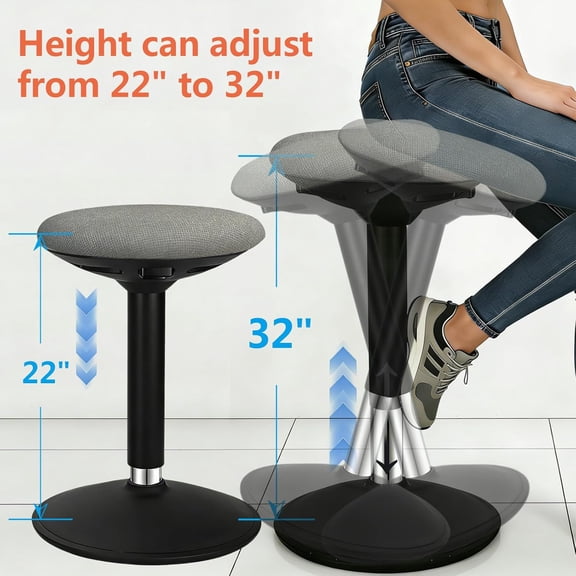 Standing Desk Balance Wobble Stools, Height Adjustable 22-32 Inch for Office and Classroom, Anti-Fatigue Standing Chairs, Ergonomic Stools with Anti-Slip Round Bottom, Grey